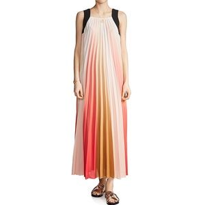 Maje Runina Ombre Pleated Maxi Dress Size Large